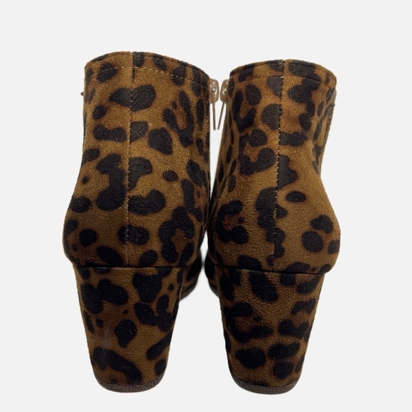 Mata Vegan Suede Ankle Boots Brown Black Animal Print Side Zip Womens size 7.5 - Picture 5 of 8